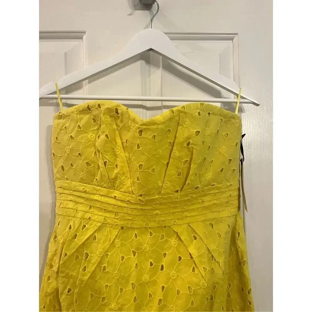 BB Dakota Yellow Daffodil Crumb Catcher Strapless Mini Dress sz 8 NWT